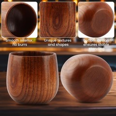 Wooden Whiskey Glasses – 2pcs Bourbon Tasting Cups, Handmade Teacup Mug