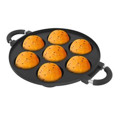 15.35*11.02*2.17″ Black Round Aluminum 7 Holes Takoyaki Pan Maker Hand Wash Only