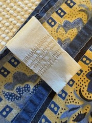 Williams & Sonoma French Country Blue Yellow Print Tablecloth Square 67” X 69”