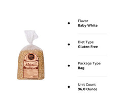 Amish Country Popcorn | 6 lb Bag | Baby White Popcorn Kernels | Small and Tender