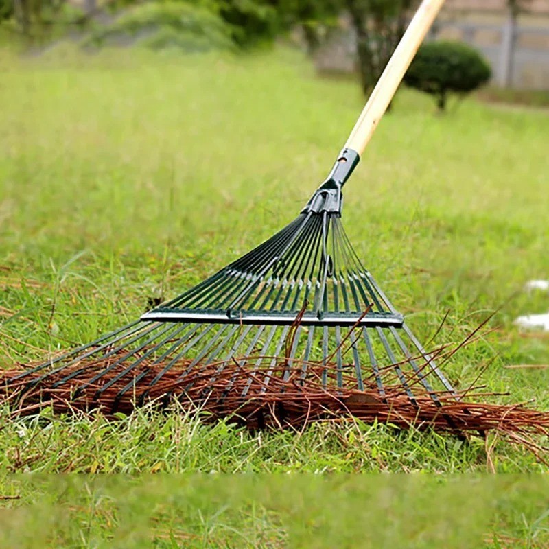 22 Teeth Heavy Duty Steel Metal Rake for Head High Carbon Steel Lawn Leaves-USA