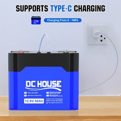 12V 50Ah Portable LiFePO4 Lithium Battery Deep Cycle RV Solar Camping Off-grid