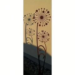 1pc Rusty Dandelion Garden Decoration -Floral-shaped metal garden signpost, Clas