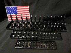 Hansen 6 Pc Socket Tray Metric SAE Tool Rack Holders 1/4″ 3/8″ 1/2″ OR&BL – USA