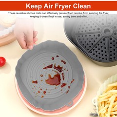 2Pcs Air Fryer Silicone Pot Baskets Liners Non-Stick Safe Oven Baking Tray Mats