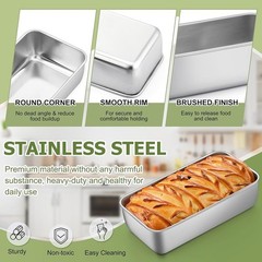 Stainless Steel Loaf Pan Durable Oven Safe Baking Dish Dishwasher Safe New