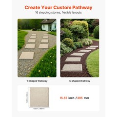 Uimoso 16Pcs Beige Decorative Walkway Pavers with Stakes, 15.5×15.5 in