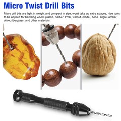 26 Pcs Mini Micro Drill Hand Bits Set Small Manual Keyless Chuck Pin Vise Rotary