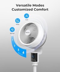 ABOLEF PEDESTAL FAN FOR BEDROOM, REMOTE CONTROLLED, WHOLE ROOM AIR CIRCULATOR