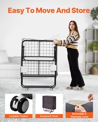 Rollaway Bed Folding Bed with 5 inches Foam Mattress for Adults & Guest