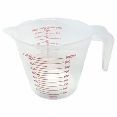 1 Liter (32oz) Clear Plastic Measuring Cup – milliliters, liter, oz, cups, quart