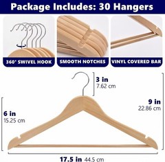 Wooden Hangers Pack of 10 20 & 50 & 100 Suit Hangers Premium Natural Finish Home
