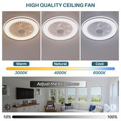 19IN Smart Bladeless Ceiling Fan with RGB Light Remote LED Voice/App Control US