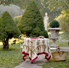 Couleur Nature, “Gooseberry Red & Green” French Country Holiday Tablecloths, NEW