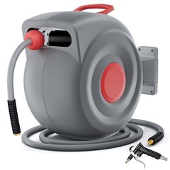 Retractable Air Hose Reel 3/8 IN x 65 FT Hybrid Enclosed Air Hose 300 PSI