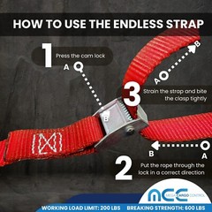 USA 1″ x 3′- 15′ Endless Cargo Lashing Strap w/Cam Buckle for Motorcycle Bicycle