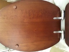 Porcher 71115-00.670 Elongated Wood Toilet Seat with BN Hinges, NATURAL CHERRY