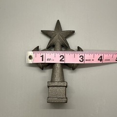 Cast Iron Silver Tone Texas Star Ornamental Fence Topper Finial Western Rustic