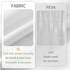 White Fabric Shower Curtain Liner Waterproof Machine Washable 70×72 Magnets New