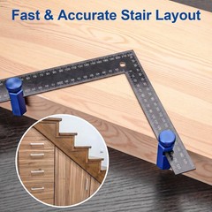 Tall Stair Gauges for Framing Square with Holder&Carabiner Knobs,Versatile Circu