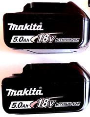 (2) New Makita Genuine BL1850B 5.0 AH Batteries 18 Volt LXT 18V LED BL1850B-2