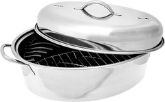 Fox Run Oval Roaster Set, Stainless Steel, 10-Quart
