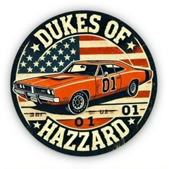 Dukes Of Hazzard Metal Sign Round Vintage Classic Car Garage Wall Decoration