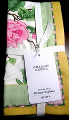 WILLIAMS SONOMA CANTON ROSE NAPKINS SET OF FOUR COTTON TWILL 20″ SQ NEW WITH TAG