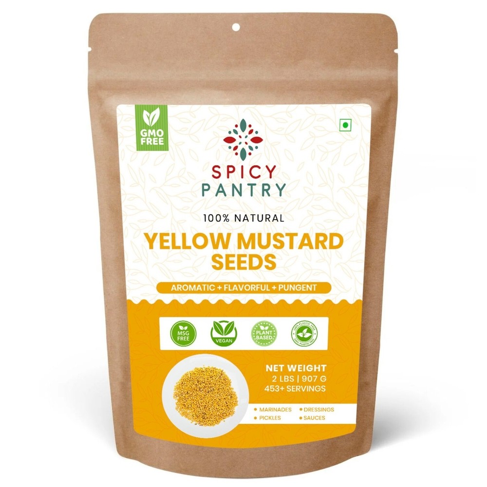 Yellow Mustard Seeds Whole – 100% Pure Natural Indian Spice – 2 LBS