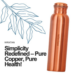 Wrixtan Plain Classic Copper Water Bottle – 34 oz | Pure Copper & Leak-Proof
