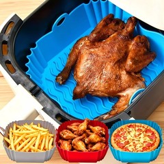3x Air Fryer Silicone Pot Rectangle Baking Tray Basket Liners Insert Dish New