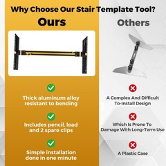 Stair Tread Template Tool (Brass/Black) Large, BRASS/BLACK