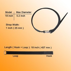 12 Pcs 18×1 Inch Adjustable Hook and Loop Fastening Nylon Strap with Buckle