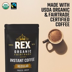 Rex Coffee Organic Fairtrade Freeze-Dried Instant Medium Roast Arabica, 7.05 oz