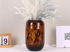 10.3in ber Vase,Tortoise Decor,Brown Glass,Round Art,Modern Clear
