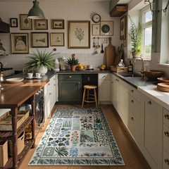 Floral Boho Beige Washable 3×5 Bathroom Entrance Rugs Indoor, Non Slip Flower…