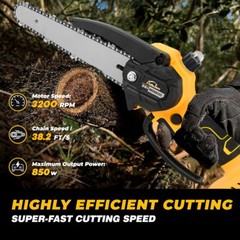 8 inch Electric Mini chainsaw Cordless Handheld Chain Saw 2 Chains for Dewalt