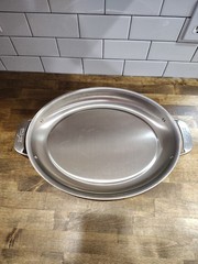 All Clad Metalcrafters Lg. Oval Roasting Pan 17.5×14 Vintage Raised Handles