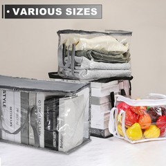 12.6×9.5×9.8in Clear Storage Bags, Plastic Storage Bags with Zipper,M, Black