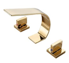 Becola Gold Color Wide Spread Faucet Modern Low Arch Thin New