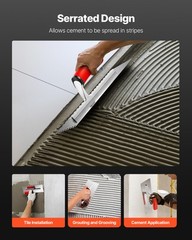 VEVOR Tile Tools Stainless Steel Squared Notch Tile Trowel 10.9×4.4in Pro Grade
