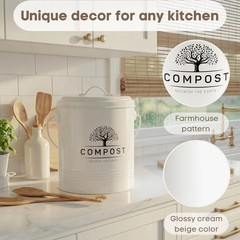 Countertop Compost Bin 1.3 Gal -Includes Inner Bucket Liner and Carbon Filter