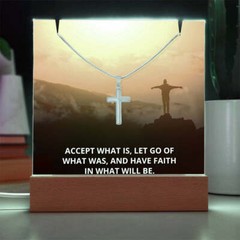 Faith Accept What Is Religious Plaque & Cross Gift Set, Christian Gifts