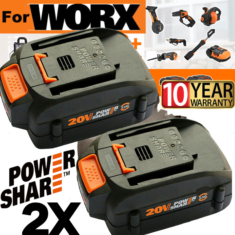 2pack For WORX 20V MAX Extend Lithium Battery 20 Volt WA3520 WA3525 / Charger