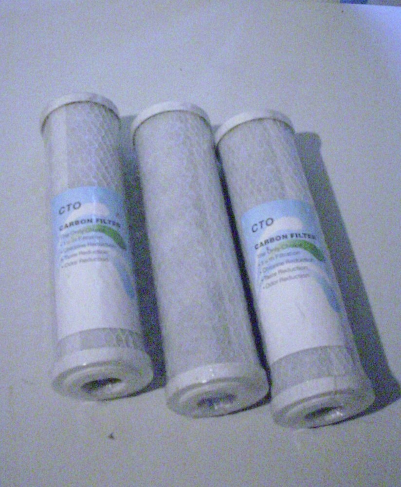 Lot of 3 CTO Carbon Filters 1 um Filtration Chlorine, Taste and Odor Reduction