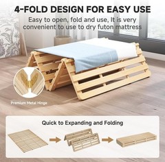 NAIZEA Japanese Tatami Mat, Foldable Tatami Bed Frame Twin Full Queen Floor Bed
