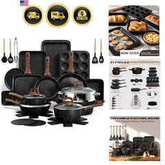 Non Stick Pots and Pans Set Kitchen Cookware Bakeware Induction 31 Pcs