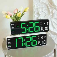 Large LED Digital Wall Clock Remote Control Temp Date Week Display Memory Watch