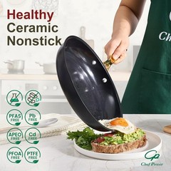 Chef Power Ceramic Cookware Sets, 15Pcs Pots and Pans Set Non Stick, Cookware Se