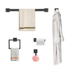 8.99 Lbs Modern Bathroom Wall Mount Towel Bar Set Stainless Steel Black